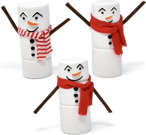 Marshmallow Christmas Snowman Figurines Table Topper Decor Resin Winter Figurine Centerpiece Tabletop for Fireplace Mantle Desk Shelf Kitchen Living Room Home Party Xmas Snowmen Holiday Decorations in Saudi Arabia