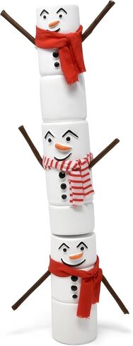 Marshmallow Christmas Snowman Figurines Table Topper Decor Resin Winter Figurine Centerpiece Tabletop for Fireplace Mantle Desk Shelf Kitchen Living Room Home Party Xmas Snowmen Holiday Decorations in Saudi Arabia