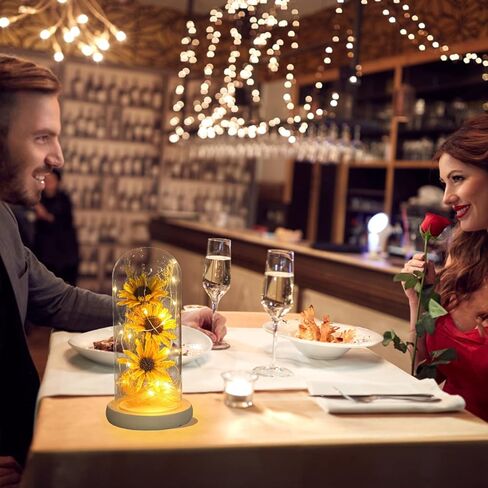 عباد الشمس الاصطناعي في قبة زجاجية مسحورة مصباح عباد الشمس الديكورات عباد الشمس لها في عيد الميلاد المجيد عيد الشكر عيد الحب عيد الأم الذكرى السنوية عيد الميلاد - أصفر in Kuwait