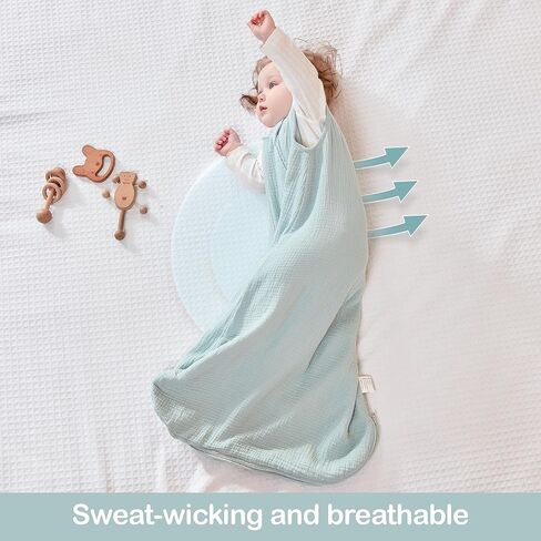 كيس نوم للأطفال من جونبي 0-3 أشهر و3-6 أشهر أكياس نوم لحديثي الولادة 100% قطن موسلين in Kuwait