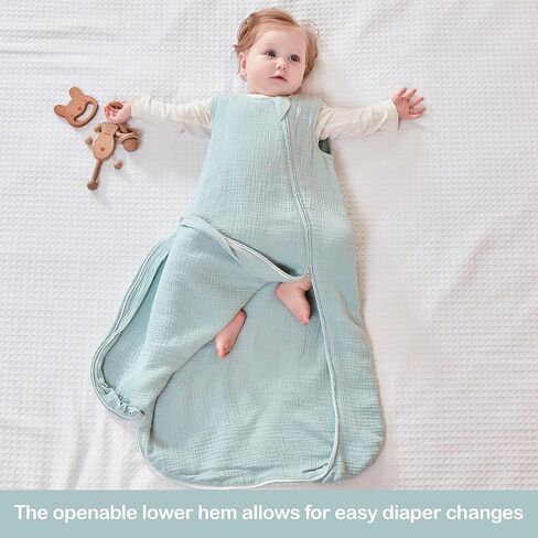كيس نوم للأطفال من جونبي 0-3 أشهر و3-6 أشهر أكياس نوم لحديثي الولادة 100% قطن موسلين in Kuwait