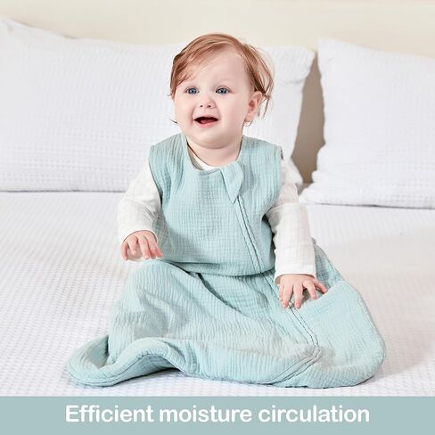 كيس نوم للأطفال من جونبي 0-3 أشهر و3-6 أشهر أكياس نوم لحديثي الولادة 100% قطن موسلين in Kuwait