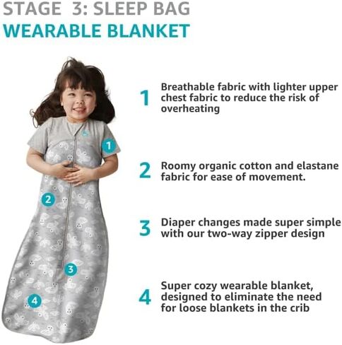 كيس نوم عضوي للأطفال الصغار من Love to Dream (18-36 شهرًا)، كيس نوم فائق النعومة لتنظيم درجة الحرارة، بطانية 1.0TOG قابلة للارتداء لجميع المواسم، وردي in Kuwait