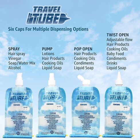 Reusable 3.4 oz Leak Proof Refillable Squeeze Bottles - Multi-Purpose Collapsible Containers - 4 Different Caps - Travel Size Pouches for Condiments, Baby Food, Toiletries & Other Liquids - 4 Pack in Saudi Arabia