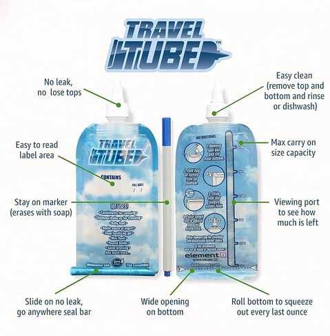 Reusable 3.4 oz Leak Proof Refillable Squeeze Bottles - Multi-Purpose Collapsible Containers - 4 Different Caps - Travel Size Pouches for Condiments, Baby Food, Toiletries & Other Liquids - 4 Pack in Saudi Arabia
