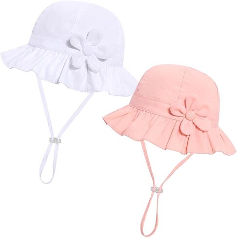 Baby Girl Wide Brim Bucket Hats with UPF 50+ Outdoor Adjustable Beach Hat with Sun Hat in Saudi Arabia