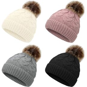 Zando Baby Hat for Girls Infant Pom Pom Beanie Kid Winter Hats Toddler Cap Knit Warm Beanies Caps for Baby Boys