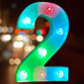 Glintee Decorative Led Light Up Number, Light Up Number Sign for Night Light Wedding Birthday Party Christmas Home Bar Decoration Number-(Number 0)