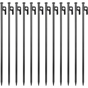 ABuff 12 Pcs 16 Inch Tent Stakes Heavy Duty Metal Tent Pegs，Camping Steel Tent Stakes for Unbreakable and Inflexible Camping Backyard Rocky Ground in Kuwait