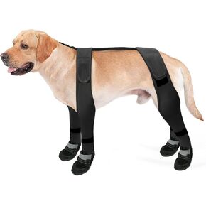 Dog Boots Leggings Dog Shoes for Large Dogs with Reflective Strips Adjustable Dog Pants for Winter Snowy Day Outdoor Walking, Black M in Saudi Arabia