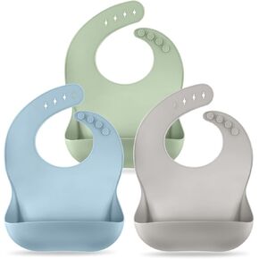 Rineyap Silicone Bibs for Babies Set of 3, BPA-Free Waterproof, Durable Baby Bibs for Boys and Girls 6-72 Months in Saudi Arabia