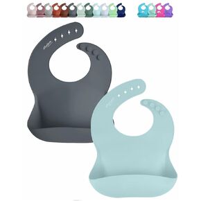 otterlove Silicone Bib – 100% Pure Platinum LFGB Baby Bibs with No Fillers (2 Bib Pack - Blue & Green)