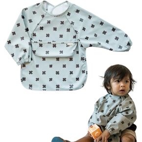 Zoe & Co Baby Bibs for Eating w/Pocket | Premium Soft Waterproof Bibs | Cute Toddler Bibs 6-36mo | Hang Dry Long Sleeve Bib