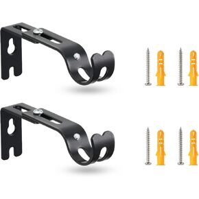 دعامات قضبان ستائر قابلة للتعديل، حوامل قضبان ستائر سهلة التركيب قابلة للتمديد لقضبان ستائر بقطر 4/5 بوصة إلى 1 بوصة، دعامات قضبان متينة مثبتة على الحائط، عبوتان، أسود in Kuwait