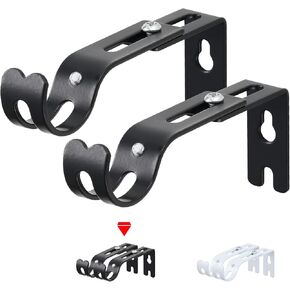 Adjustable Curtain Rod Bracket - Stainless Steel Heavy Duty Curtain Rod Holder for Curtain,for 1 inch Curtain Rod Wall Mount,Set of 2, Black