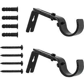 قطعتان من دعامات قضيب الستارة القابلة للتمديد قابلة للتعديل، حوامل قضيب ستارة النافذة لدعم قضيب الستارة مقاس 1 انش مع براغي تثبيت (اسود) in Kuwait