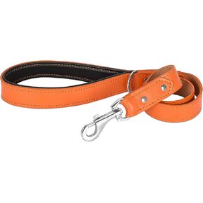 Riparo Heavy Duty Leather Dog Leash with Padded Handle, 3FT Long, 1.25IN Wide Dog Training Walking Leashes for Medium Large Dogs (Black/Red Thread, 3FT x 1.25")