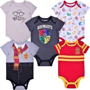 WARNER BROS Harry Potter Baby Boys 5 Pack Bodysuit for Newborn and Infant