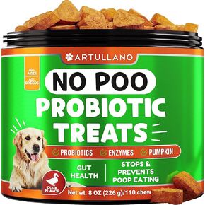 No Poo Treats - Coprophagia Deterrent for Dogs - Prevent Dog from Eating Poop - Stop Eating Poop for Dogs, Stool Eating Deterrent - Probiotics & Digestive Enzymes - Forbid for Dogs Chews - Made in USA in Kuwait