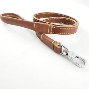 High Grade Leather Dog Short Leash with Pull Shock Absorber Dark - Brown (K910005BR) in Kuwait