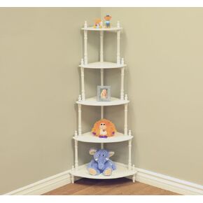 Frenchi Home Furnishing 5-Tier Corner Stand, Dark Cherry