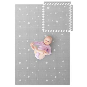 سجادات إسفنجية ناعمة للأرضية من Biliboo - سجادة لعب مثالية للأطفال والرضع - للزحف والتمرين - غير سامة ومقاومة للماء وسهلة التنظيف - قوس قزح والشمس - وردي in Kuwait