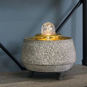 نافورة مياه داخلية من Sunnydaze Tranquil Sands Polystone مع كرة زجاجية - ارتفاع 6 بوصات - إضاءة LED - مضخة غاطسة كهربائية in Kuwait