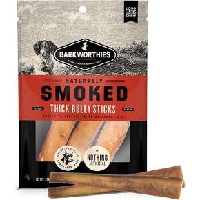 Barkworthies USA Hickory Smoked Bully Sticks 6" Thick 3-Pack | Irresistible Flavor, Amazing Odor | Dental Health | Long Lasting Dog Chews in Saudi Arabia