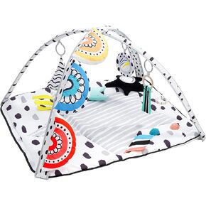 LADIDA Stage Based Play Gym for Multi Sensory Sight Touch & Hearing Development Activity Gym with Large 33'' Mat Designed for Newborns to Toddler with Tummy Time Pillow, Infant Mirror, STEM Toys