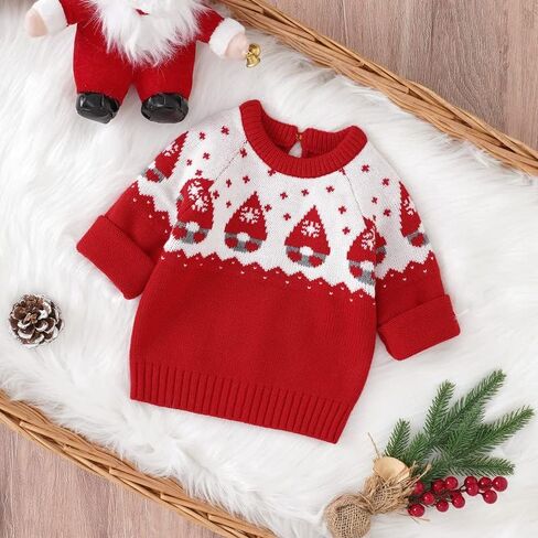 LAWKUL My First Christmas Newborn Romper Baby Boy Girl Santa Outfit Sweater Long Sleeve Pullover for Toddler in Saudi Arabia