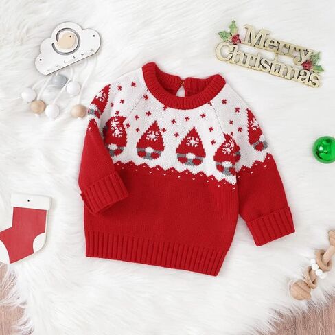 LAWKUL My First Christmas Newborn Romper Baby Boy Girl Santa Outfit Sweater Long Sleeve Pullover for Toddler in Saudi Arabia