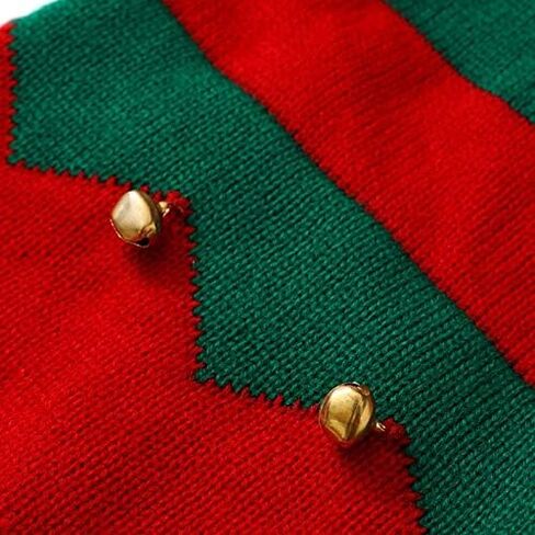 Christmas Knitted Hat for Kids Xmas Beanie Knit Hats 1 to 6 Years Baby Winter Warm Striped Hair Ball Kid Elf Hats New Year Party Supplies Red,Green in Saudi Arabia