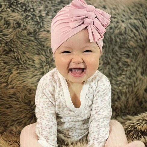 inSowni 8 Pack Solid Nursery Hospital Turban Hat Cap Beanie Bonnet with Knot Bow for Baby Girls Toddlers Newborns Infants in Saudi Arabia