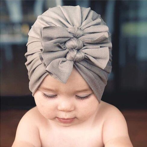 inSowni 8 Pack Solid Nursery Hospital Turban Hat Cap Beanie Bonnet with Knot Bow for Baby Girls Toddlers Newborns Infants in Saudi Arabia