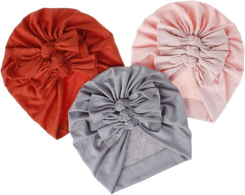 inSowni 8 Pack Solid Nursery Hospital Turban Hat Cap Beanie Bonnet with Knot Bow for Baby Girls Toddlers Newborns Infants in Saudi Arabia