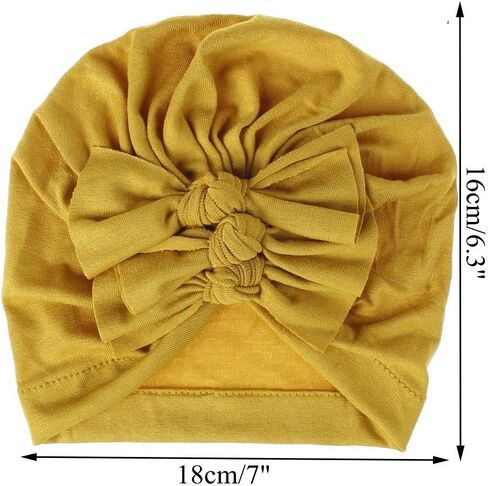 inSowni 8 Pack Solid Nursery Hospital Turban Hat Cap Beanie Bonnet with Knot Bow for Baby Girls Toddlers Newborns Infants in Saudi Arabia