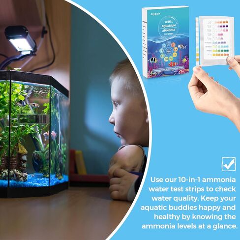 مجموعة اختبار الأمونيا 10 في 1 من Joygain لحوض السمك، 150 قطعة من شرائط اختبار حوض السمك، مجموعة اختبار مياه خزان الأسماك دقيقة وسريعة مناسبة للمياه المالحة والمياه العذبة، واختبار درجة حموضة المياه، والنتريت، والنترات والمزيد in Kuwait