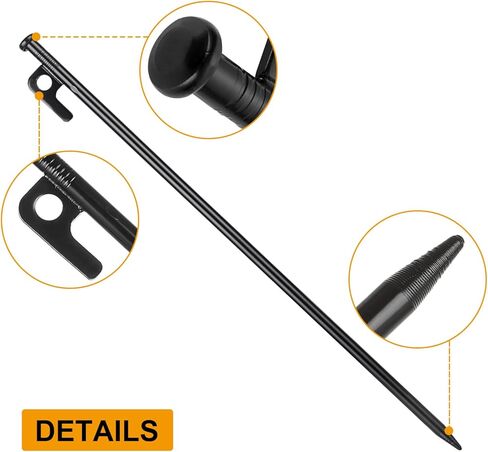 ABuff 12 Pcs 16 Inch Tent Stakes Heavy Duty Metal Tent Pegs，Camping Steel Tent Stakes for Unbreakable and Inflexible Camping Backyard Rocky Ground in Kuwait