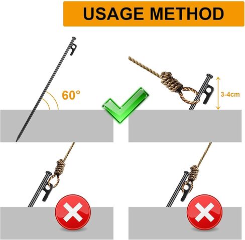 ABuff 12 Pcs 16 Inch Tent Stakes Heavy Duty Metal Tent Pegs，Camping Steel Tent Stakes for Unbreakable and Inflexible Camping Backyard Rocky Ground in Kuwait