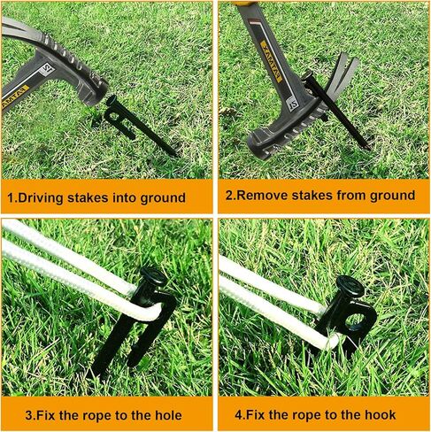 ABuff 12 Pcs 16 Inch Tent Stakes Heavy Duty Metal Tent Pegs，Camping Steel Tent Stakes for Unbreakable and Inflexible Camping Backyard Rocky Ground in Kuwait