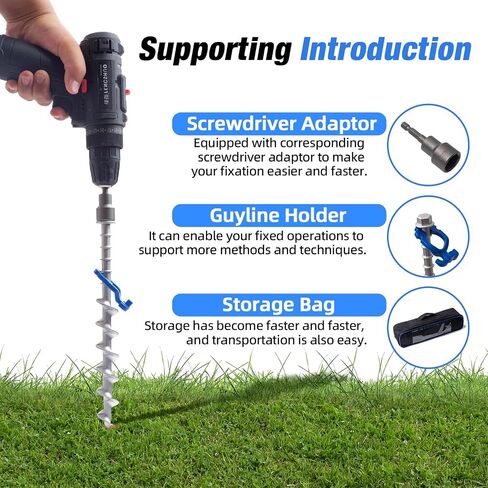 Homeon Wheels Aluminum Ground Anchor Kit, 12-Pack Heavy-Duty Screw Stakes | Secure Spiral Design for Firm Ground Grip in Kuwait