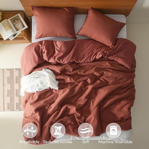 Comfort Spaces Taupe King Comforter Set - 3 Pieces Breathable Woven Waffle Knit Comforter Sets, Modern Farmhouse Boho Comforter & Shams, All Season Microfiber King Bed Set, King/Cal King in Kuwait