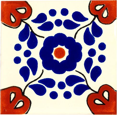 بلاط تالافيرا المكسيكي فن البحر الأبيض المتوسط ​​الإسباني الملون 6 × 6 بوصة فسيفساء سيراميك مرسومة يدويًا للحمام والجدار والمرآة والفخار ديكور ريفي للمطبخ (10) in Kuwait