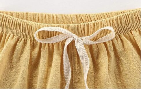 DUBASAM شورت صيفي للأطفال الصغار من القطن والكتان بلون سادة مع رباط 2-7T in Kuwait