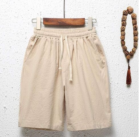 DUBASAM شورت صيفي للأطفال الصغار من القطن والكتان بلون سادة مع رباط 2-7T in Kuwait