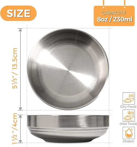 MSBC Stainless Steel Cat and Dog Feeder, Set of 2, 5 1/3" x 1 1/2" in Kuwait