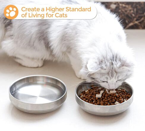 MSBC Stainless Steel Cat and Dog Feeder, Set of 2, 5 1/3" x 1 1/2" in Kuwait