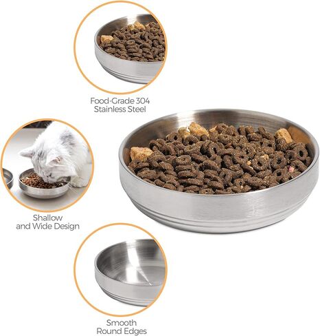 MSBC Stainless Steel Cat and Dog Feeder, Set of 2, 5 1/3" x 1 1/2" in Kuwait
