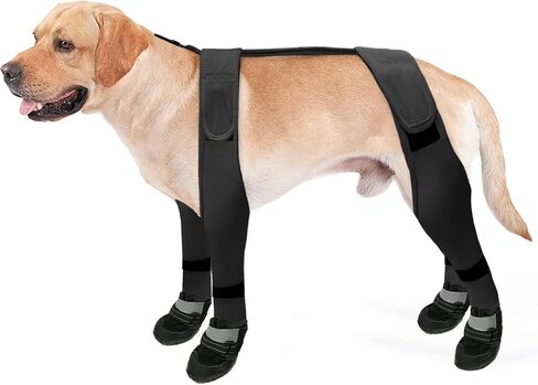 Dog Boots Leggings Dog Shoes for Large Dogs with Reflective Strips Adjustable Dog Pants for Winter Snowy Day Outdoor Walking, Black M in Saudi Arabia