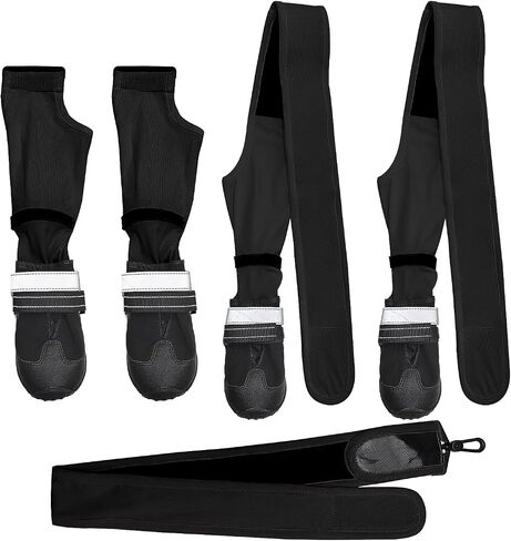 Dog Boots Leggings Dog Shoes for Large Dogs with Reflective Strips Adjustable Dog Pants for Winter Snowy Day Outdoor Walking, Black M in Saudi Arabia